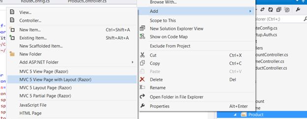 Adding MVC 5 View Page